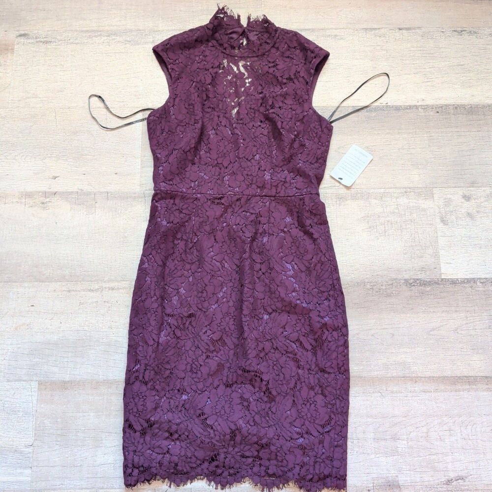 Vince Camuto Women's Burgundy Lace Sheath Dress Size 4 NWT